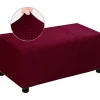 Sittpuffar>Röd, M Ottoman Slipcover Velvet Footstool Cover Stor fotstöd Pou