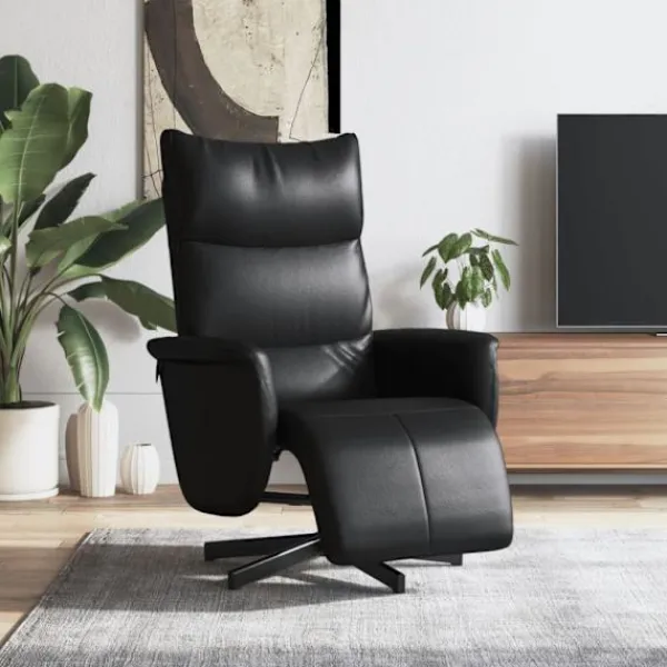 vidaXL Fåtöljer>Reclinerfåtölj med fotstöd svart konstläder
