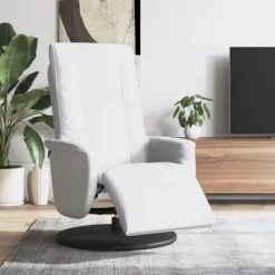 vidaXL Fåtöljer>Reclinerfåtölj med fotstöd vit konstläder