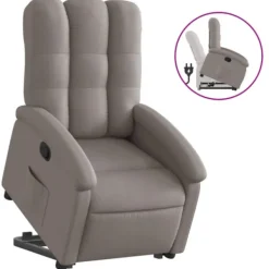 vidaXL Fåtöljer>Reclinerfåtölj med uppresningshjälp taupe tyg