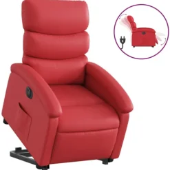 vidaXL Fåtöljer>Reclinerfåtölj med uppresningshjälp röd konstläder
