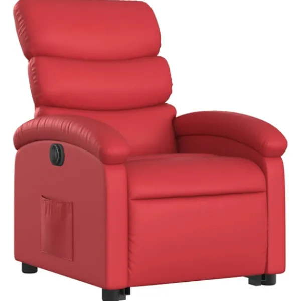 vidaXL Fåtöljer>Reclinerfåtölj med uppresningshjälp röd konstläder