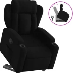 vidaXL Fåtöljer>Reclinerfåtölj med uppresningshjälp svart tyg