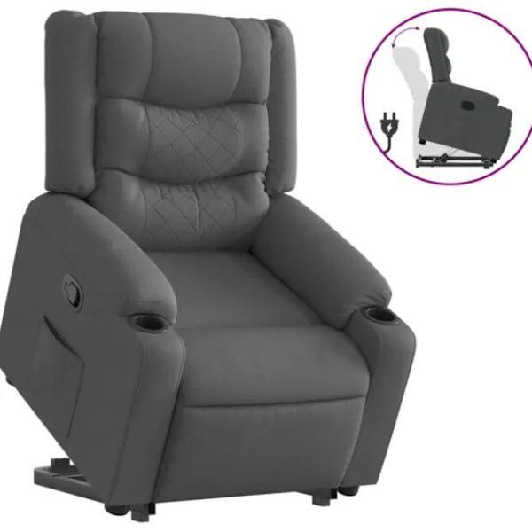 vidaXL Fåtöljer>Reclinerfåtölj med uppresningshjälp mörkgrå tyg