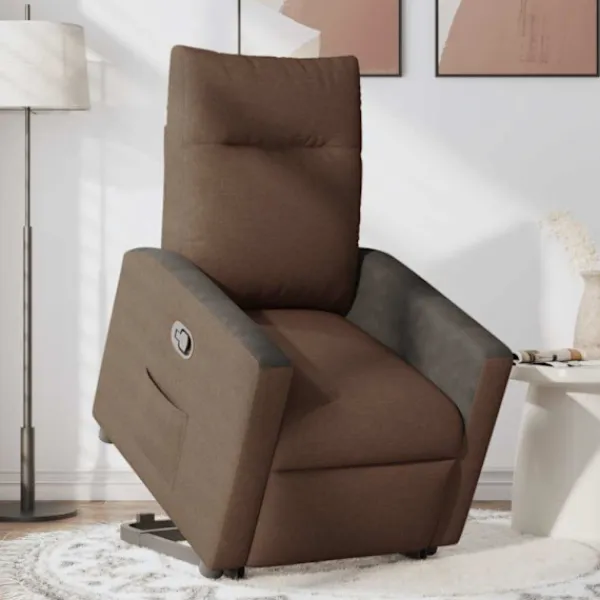 vidaXL Fåtöljer>Reclinerfåtölj med uppresningshjälp brun tyg
