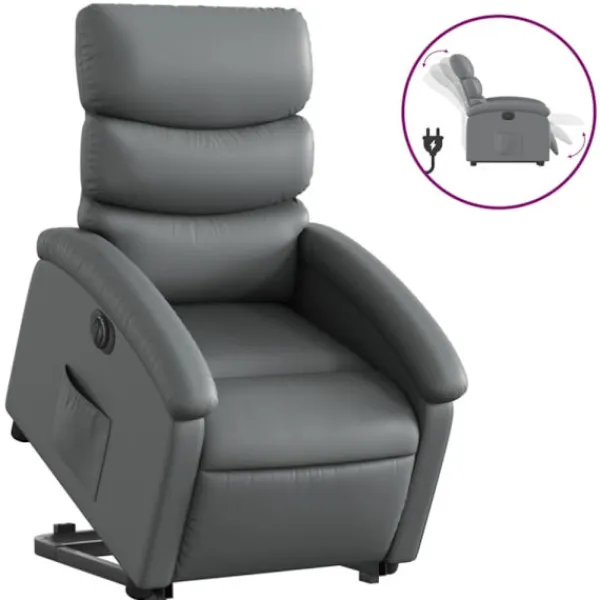 vidaXL Fåtöljer>Reclinerfåtölj med uppresningshjälp grå konstläder