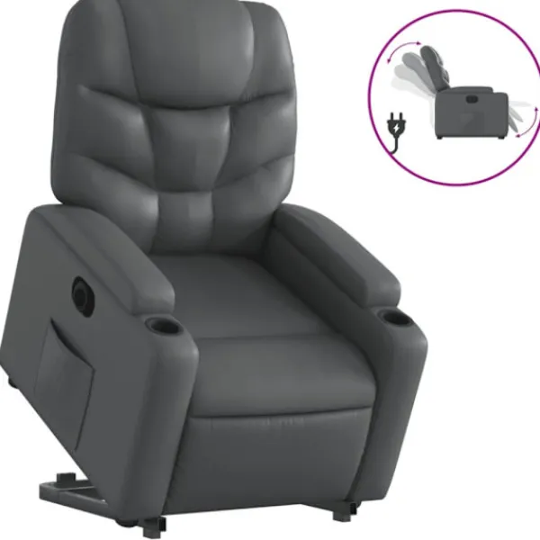 vidaXL Fåtöljer>Reclinerfåtölj med uppresningshjälp grå konstläder