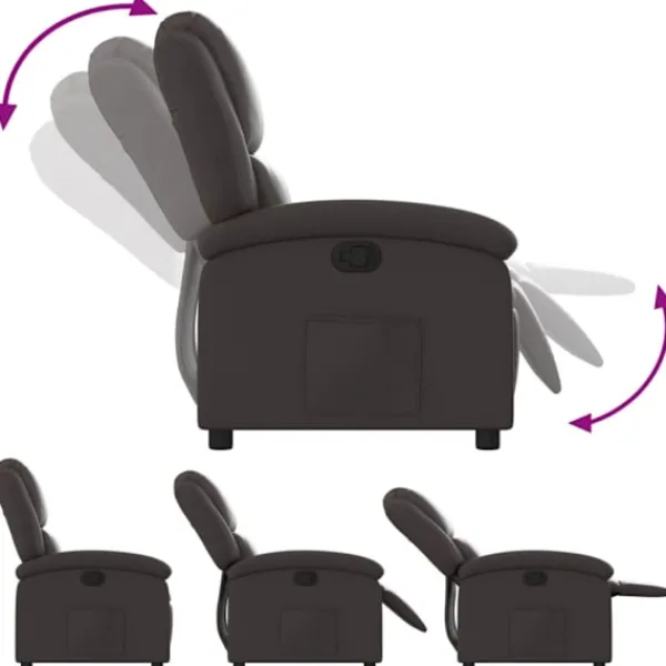 vidaXL Fåtöljer>Reclinerfåtölj mörkbrun äkta läder
