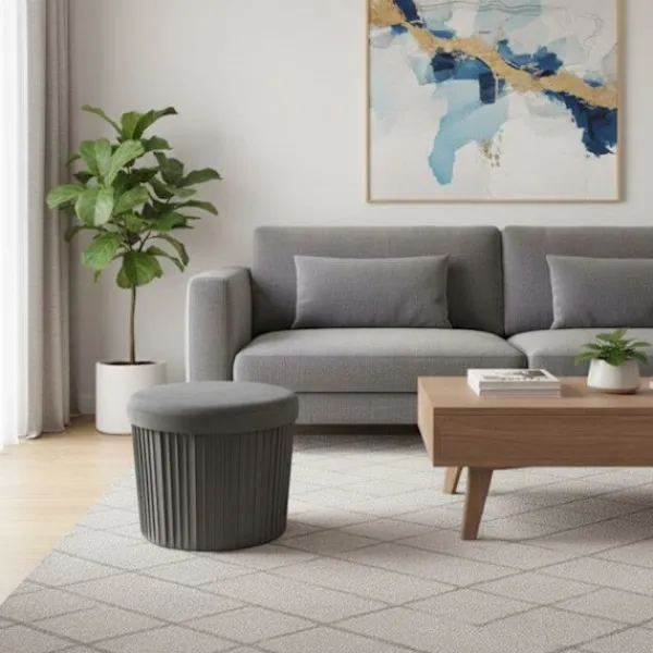 RELAXDAYS Sittpuffar>taburett i sammet, förvaringspuff, vadderad, stapelbar, H x P: 38 x 38 cm, mörkgrå