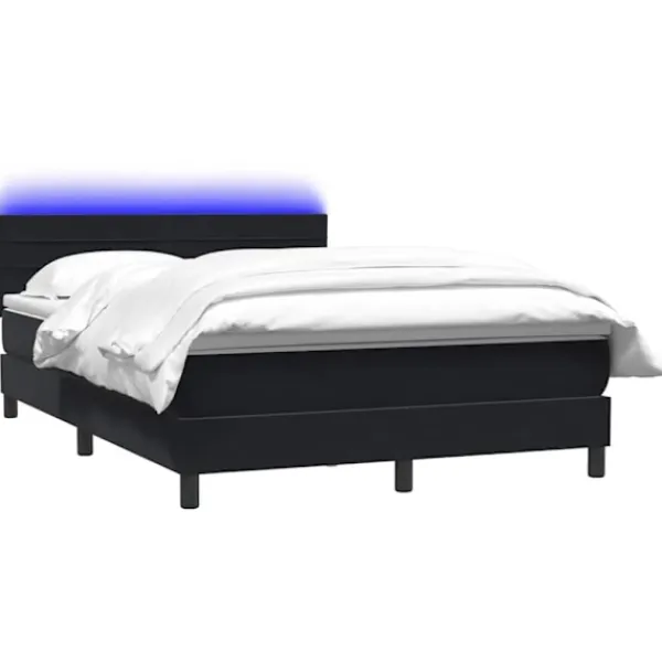 vidaXL Sängar>Resårsäng med madrass och LED svart 160x220 cm sammet