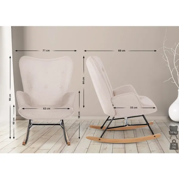 BellaFurn Fåtöljer>Rockstol - Relax Chair - Bekväm svängfunktion, lyxig design i ditt vardagsrum | Färg: grädde