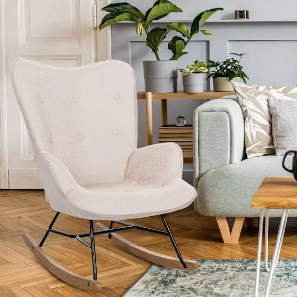 BellaFurn Fåtöljer>Rockstol - Relax Chair - Bekväm svängfunktion, lyxig design i ditt vardagsrum | Färg: grädde