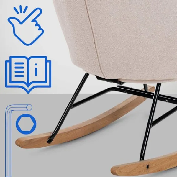 BellaFurn Fåtöljer>Rockstol - Relax Chair - Bekväm svängfunktion, lyxig design i ditt vardagsrum | Färg: grädde