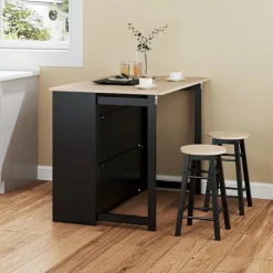 Rootz Living Köksö>Rootz 3 Piece Barset - Bar Table Set - Foldbar matuppsättning - 6 förvaringsfack - 116x70x89,5 cm