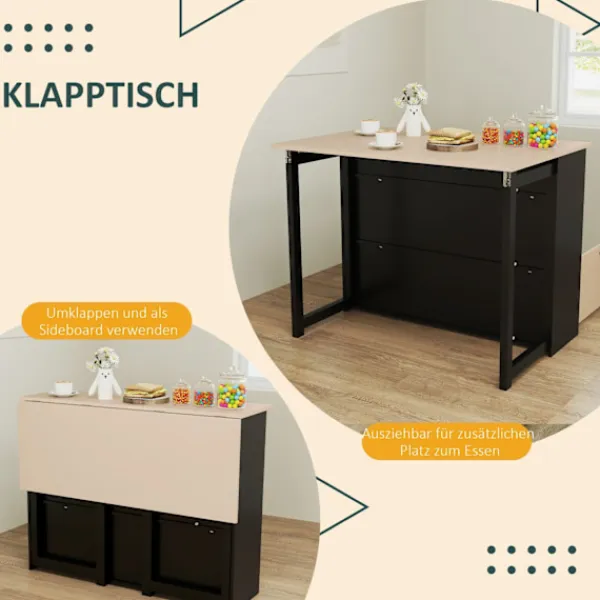 Rootz Living Köksö>Rootz 3 Piece Barset - Bar Table Set - Foldbar matuppsättning - 6 förvaringsfack - 116x70x89,5 cm