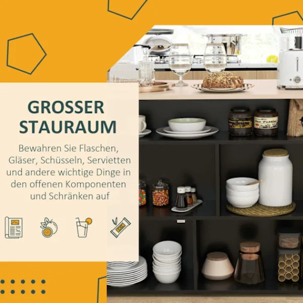 Rootz Living Köksö>Rootz 3 Piece Barset - Bar Table Set - Foldbar matuppsättning - 6 förvaringsfack - 116x70x89,5 cm
