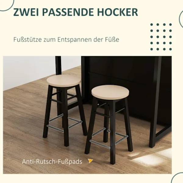 Rootz Living Köksö>Rootz 3 Piece Barset - Bar Table Set - Foldbar matuppsättning - 6 förvaringsfack - 116x70x89,5 cm