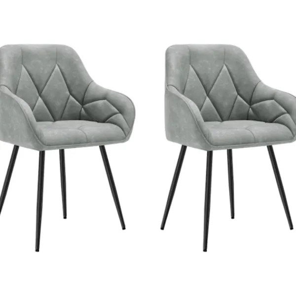 Rootz Living Stolar>Rootz 2 set matsalstolar - ergonomiska fåtöljer - köksitt - komfort med vintage läder - metallben gråa - 56x83.5x53cm