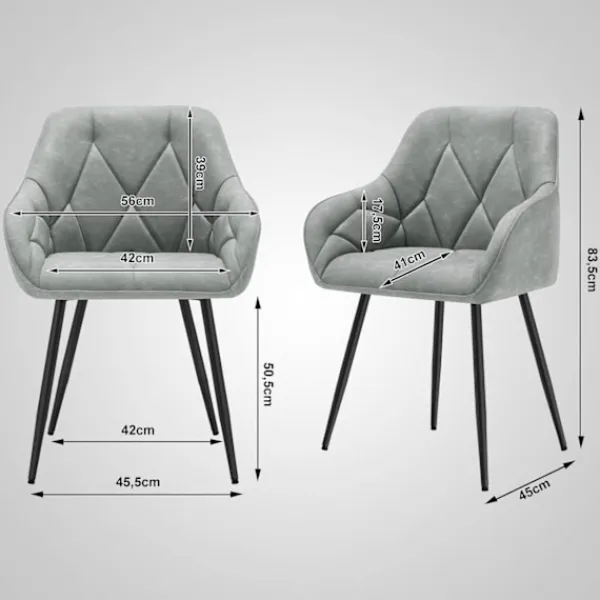 Rootz Living Stolar>Rootz 2 set matsalstolar - ergonomiska fåtöljer - köksitt - komfort med vintage läder - metallben gråa - 56x83.5x53cm
