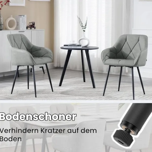 Rootz Living Stolar>Rootz 2 set matsalstolar - ergonomiska fåtöljer - köksitt - komfort med vintage läder - metallben gråa - 56x83.5x53cm