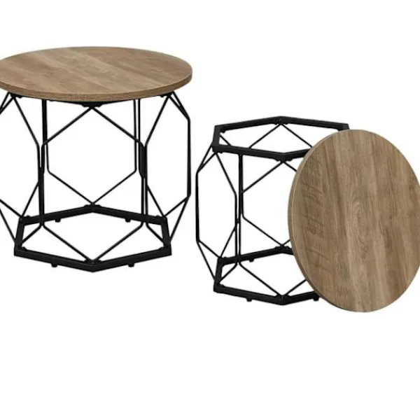 Rootz Living Småbord>Rootz 2 set soffbord - vardagsrumsbord - sidobord - hög kvalitet & mångsidig - 50x45x50cm, 40x36x40cm -brun träutseende