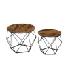 Rootz Living Soffbord>Rootz 2 set soffbord - vintage soffbord - trä spånbrädor - robust stålram - 50 cm x 40 cm & 40 cm x 36 cm