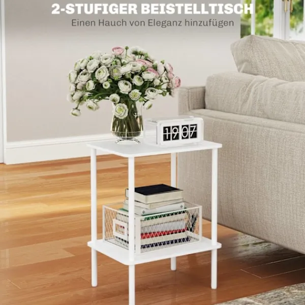 Rootz Living Småbord>Rootz 2 Tier Side Table - Accent Table - soffbord - Extra förvaring - 40 cm x 30 cm x 52,2 cm