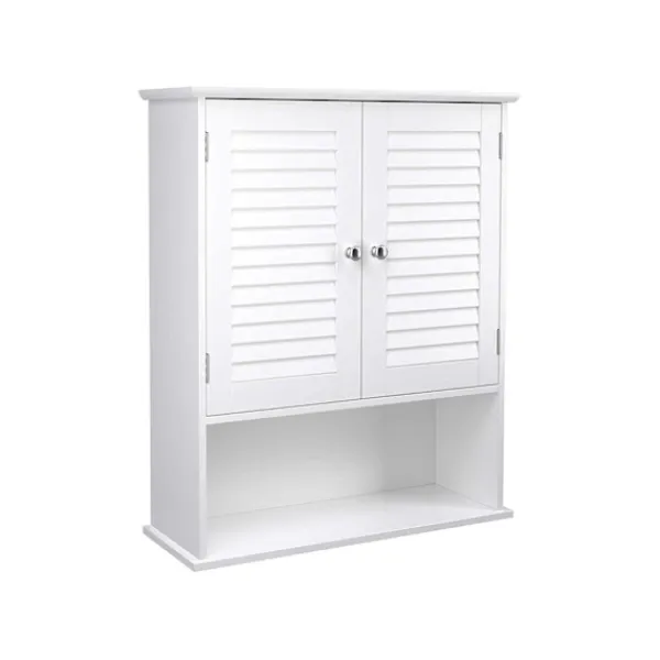 Rootz Living Skåp>Rootz badrumsskåp - Förvaringsskåp - Hygienarrangör - Vit MDF - 60 cm x 20 cm x 70 cm - Öppet fack - Justerbar hylla - Förkromade knoppar