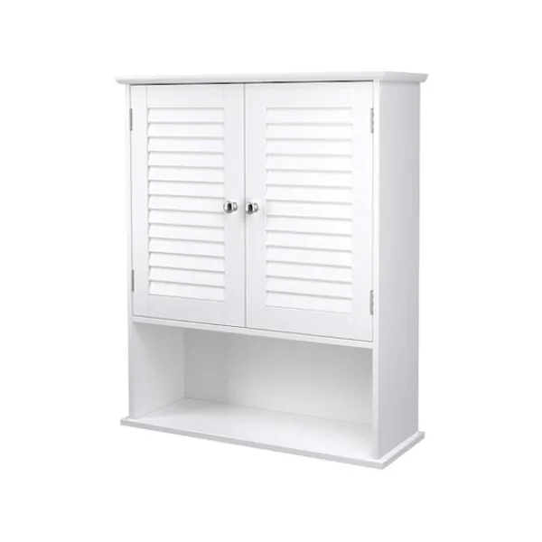Rootz Living Skåp>Rootz badrumsskåp - Förvaringsskåp - Hygienarrangör - Vit MDF - 60 cm x 20 cm x 70 cm - Öppet fack - Justerbar hylla - Förkromade knoppar