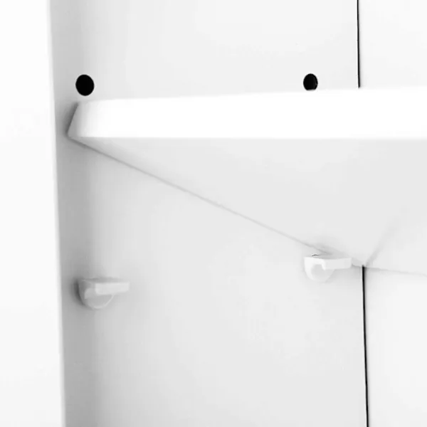 Rootz Living Skåp>Rootz badrumsskåp - Förvaringsskåp - Hygienarrangör - Vit MDF - 60 cm x 20 cm x 70 cm - Öppet fack - Justerbar hylla - Förkromade knoppar