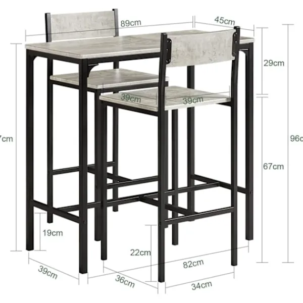 Rootz Living Matgrupper>Rootz Bar Set - 1 Barbord och 2 pallar - 3 delar Hem Kök Frukost one size