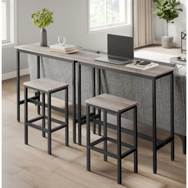 Rootz Living Matgrupper>Rootz Barbord med Barstolsset - Mottle-Ink Svart - Spånskiva och stål - 100 cm x 40 cm x 90 cm - 40 cm x 30 cm x 65 cm - 20,2 kg - 100 kg Kapacitet