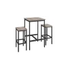 Rootz Living Matgrupper>Rootz barbordsset - Greige fläckigt bläck svart - spånskiva stål - bistro pallar - hög lastkapacitet - 60 cm x 60 cm x 90 cm