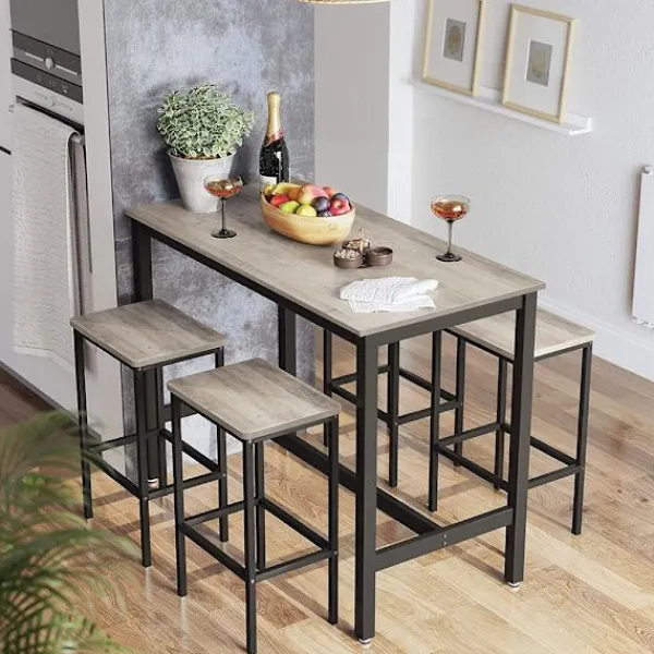 Rootz Living Matgrupper>Rootz Barbordsset - Pubbord med pall - Högt bord - Barhögt bord - Stående barbord - Barstolsbord - Litet Space Bar-bord - Spånskiva - Greige Svart - 1 | Fyndiq