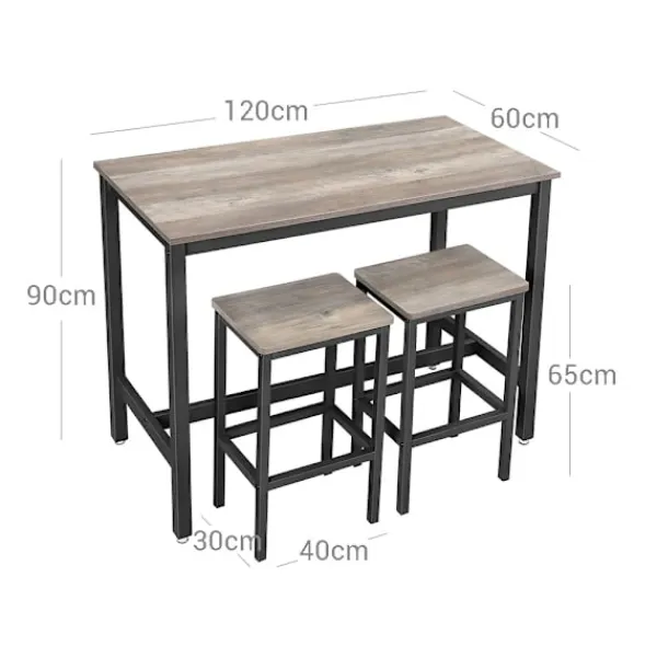 Rootz Living Matgrupper>Rootz Barbordsset - Pubbord med pall - Högt bord - Barhögt bord - Stående barbord - Barstolsbord - Litet Space Bar-bord - Spånskiva - Greige Svart - 1 | Fyndiq