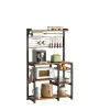 Rootz Living Köksö>Rootz Brown -Black Träkökshylla - Lagringsarrangör - Rustik Stand - Multi -N -N -hyllor - 42 x 90 x 167 cm