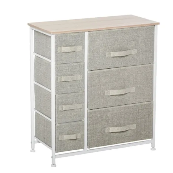 Rootz Living Byråer>Rootz byrå - Skänk - 7 lådor - Modern design - Spånskiva - Non-woven - Ljusgrå - 63,5 cm x 30 cm x 71 cm