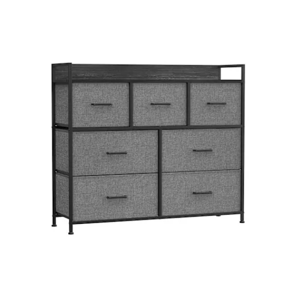 Rootz Living Byråer>Rootz byrå med 3 lådor - Förvaringsskåp - Gråsvart träsäde - Spånskiva stål ovävt tyg - Stora lådor - 28,5 cm x 98 cm x 85 cm - 12,8 kg Vikt - 36 kg T | Fyndiq