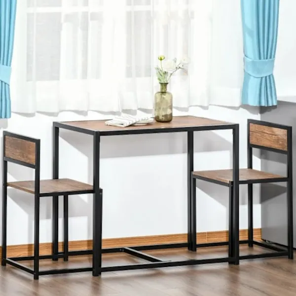 Rootz Living Matgrupper>Rootz 3-delat Barbordsset - Högt bordsset - 3 delar - 2 stolar - 1 bord - Brun + Svart - 90 cm x 47 cm x 76 cm