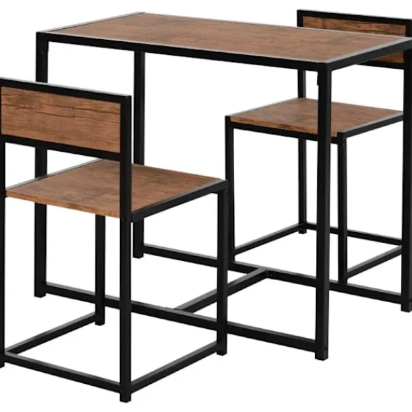 Rootz Living Matgrupper>Rootz 3-delat Barbordsset - Högt bordsset - 3 delar - 2 stolar - 1 bord - Brun + Svart - 90 cm x 47 cm x 76 cm