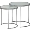Rootz Living Småbord>Rootz design sidobord runt Ø 50-42 cm - 2 st vit silver med glas