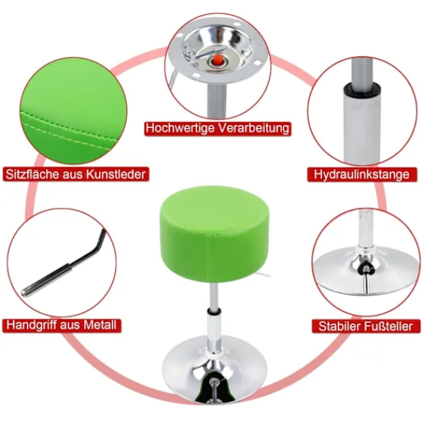 Rootz Living Pallar>Rootz Designer Hocker - Pall - Sittstol - Vridsits - Justerbar stol - Modern pall - Roterande sits - Vit - 15,7x15,7x10,2tum
