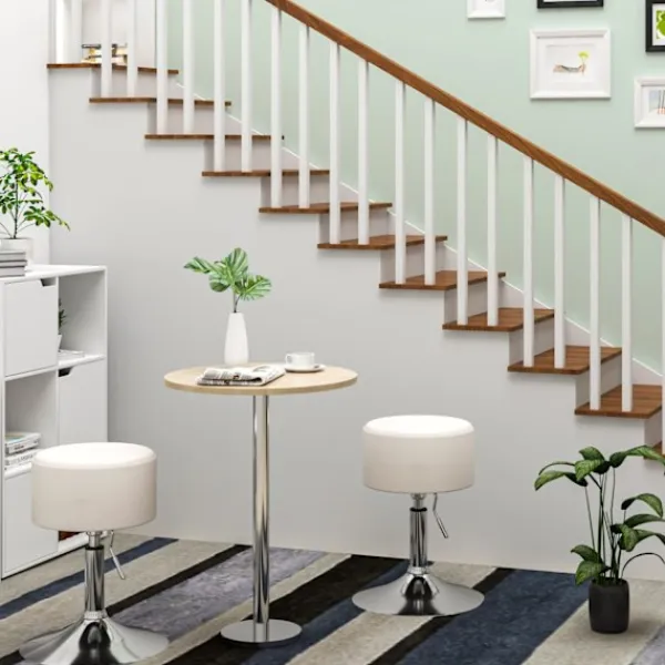 Rootz Living Pallar>Rootz Designer Hocker - Pall - Sittstol - Vridsits - Justerbar stol - Modern pall - Roterande sits - Vit - 15,7x15,7x10,2tum