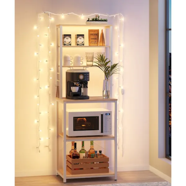Rootz Living Köksö>Rootz Ek Vit Spånskiva Stål Tårtställ - Bakställ - Förvaringshylla - Robust konstruktion - Enkel montering - 40cm x 60cm x 167cm