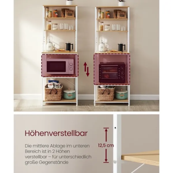 Rootz Living Köksö>Rootz Ek Vit Spånskiva Stål Tårtställ - Bakställ - Förvaringshylla - Robust konstruktion - Enkel montering - 40cm x 60cm x 167cm