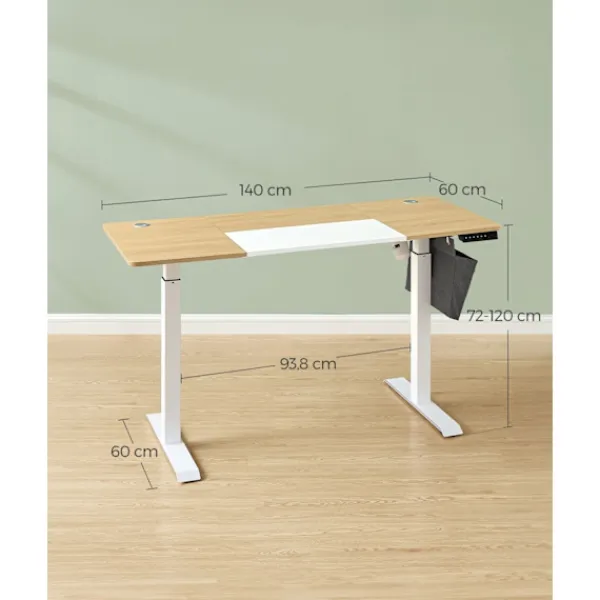 Rootz Living Kontorsmöbler>Rootz Elektriskt stående skrivbord - Justerbart skrivbord - Sit Stand Skrivbord - Spånskiva Stålstomme - 60cm x 140cm x (72-120)cm - Pastell Yellow-Ba | Fyndiq