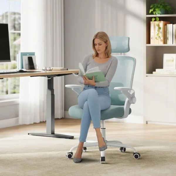 Rootz Living Kontorsmöbler>Rootz Ergonomic Office Chair - Lumbal Support - Justerbar skrivstol - Besättningsnät - 63,5 x 109,5-117,5 x 50 cm