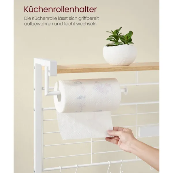 Rootz Living Köksö>Rootz Golden Oak White Köksförvaringsställ - Skafferiorganisatör - Skåphylla - Spån- och stålkonstruktion - 42cm x 90cm x 167,3cm - Heavy Duty - Enkel | Fyndiq