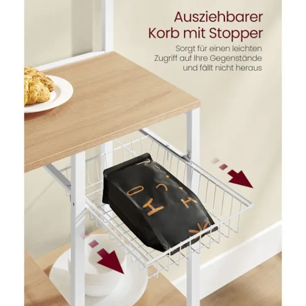 Rootz Living Köksö>Rootz Golden Oak White Köksförvaringsställ - Skafferiorganisatör - Skåphylla - Spån- och stålkonstruktion - 42cm x 90cm x 167,3cm - Heavy Duty - Enkel | Fyndiq