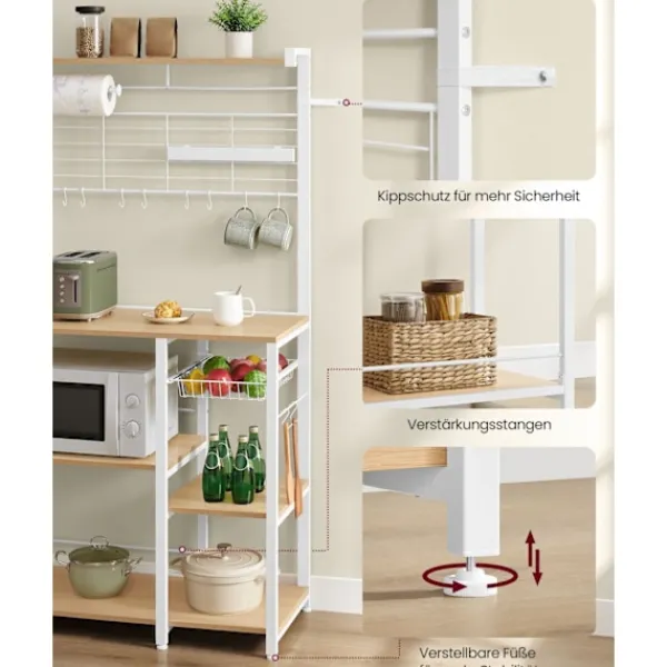 Rootz Living Köksö>Rootz Golden Oak White Köksförvaringsställ - Skafferiorganisatör - Skåphylla - Spån- och stålkonstruktion - 42cm x 90cm x 167,3cm - Heavy Duty - Enkel | Fyndiq